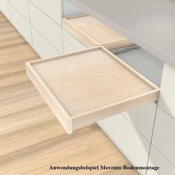MOVENTO mit BLUMOTION, Vollauszug für Holzschubkasten Bodenmontage, Vollauszug, 40 kg, NL=350 mm, ohne Kupplungen, li/re